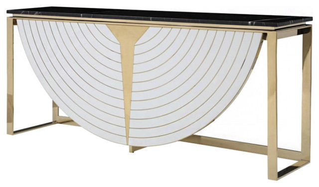 Sensu Console Table, Glam Lux Black Marble Entryway Table Gold