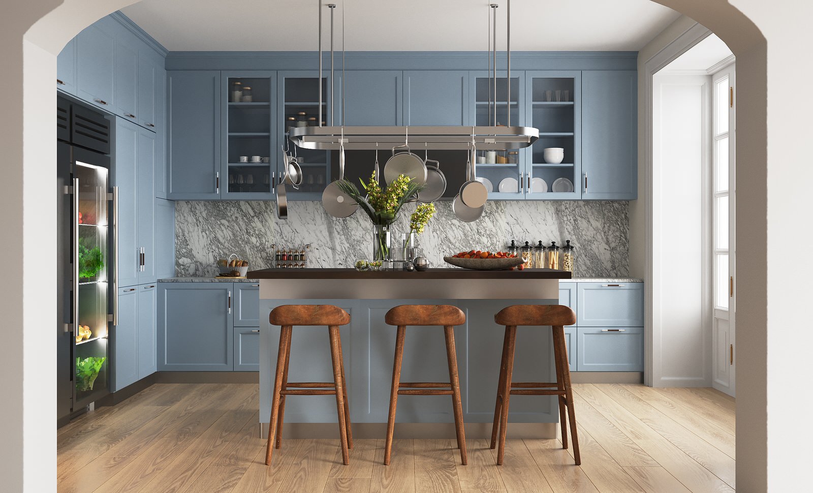 Кухня для большой семьи в традиционном стиле