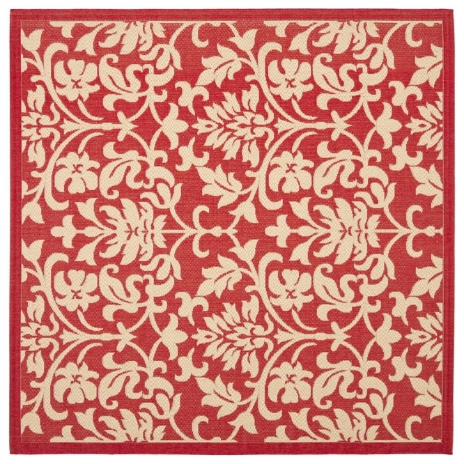 Courtyard Poolside Red/ Natural Indoor Outdoor Rug (6'7 Square)