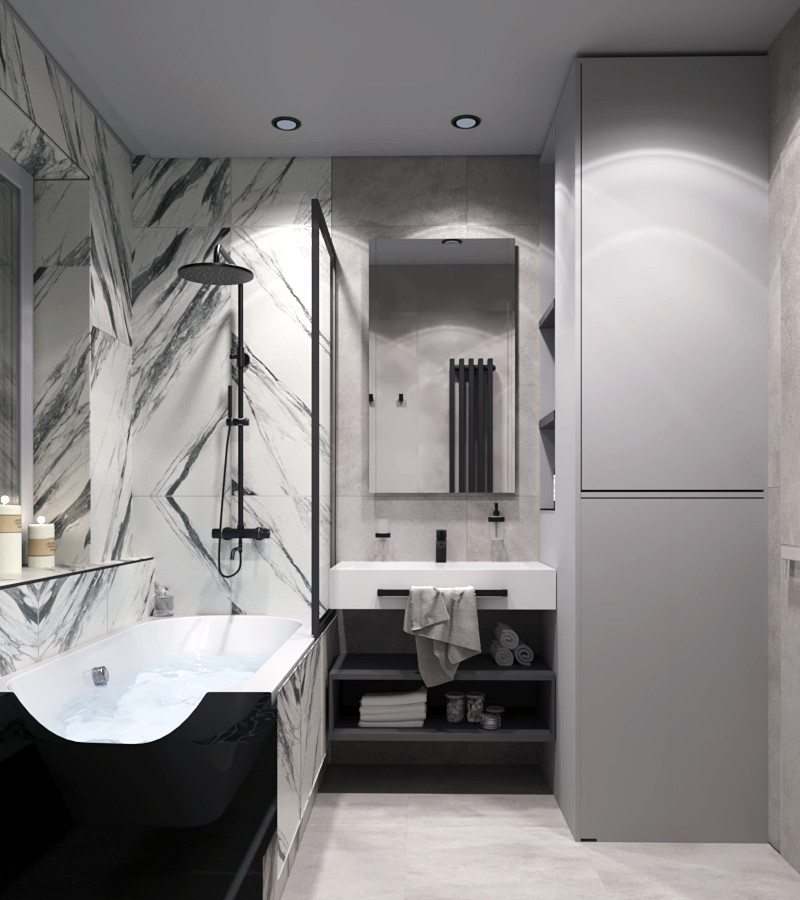 Современный санузел ЖК Бирюзовая жемчужина