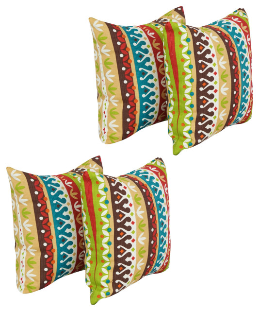 17" Square Polyester Outdoor Throw Pillows, Set of 4, Cotrell Jungle
