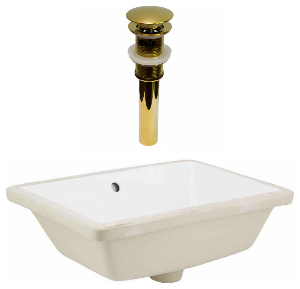 American Imagination 18"W Bathroom Undermount Sink Set, White