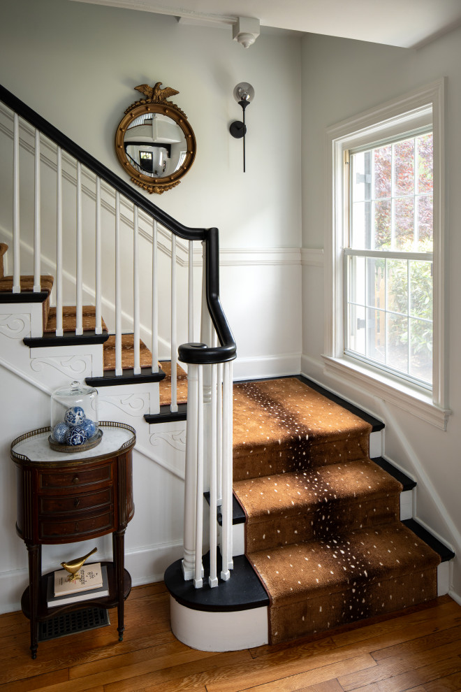 Historic Homeland Full Home Remodel - Example of a transitional staircase design in Baltimore