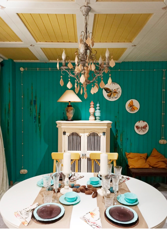 ВЕРАНДА В ДОМЕ. СТОЛОВАЯ ЦВЕТА ТИФАННИ.