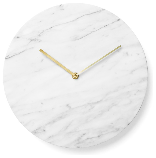Marble Wall Clock Matte White Contemporary Clocks By Ahalife Marble Wall Clock Matte White