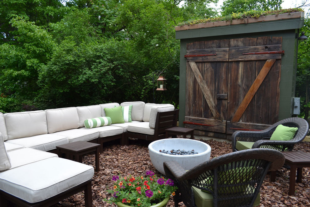 Inspiration for an eclectic patio in Philadelphia with a fire feature.