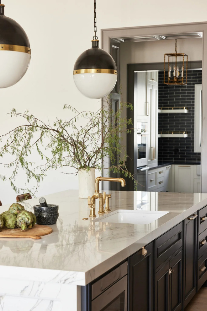 Example of a transitional home design design in Phoenix