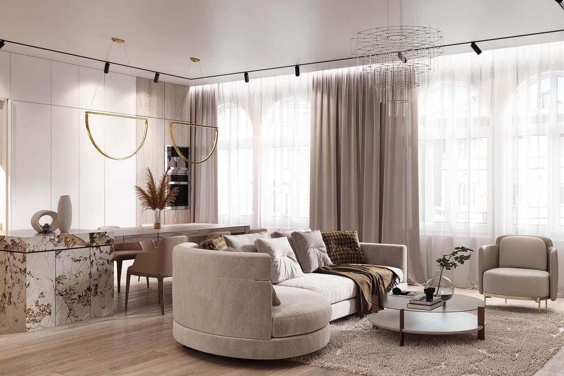 Современный дизайн проект и дизайнерский ремонт в ЖК «Русский Дом» — 170 метров