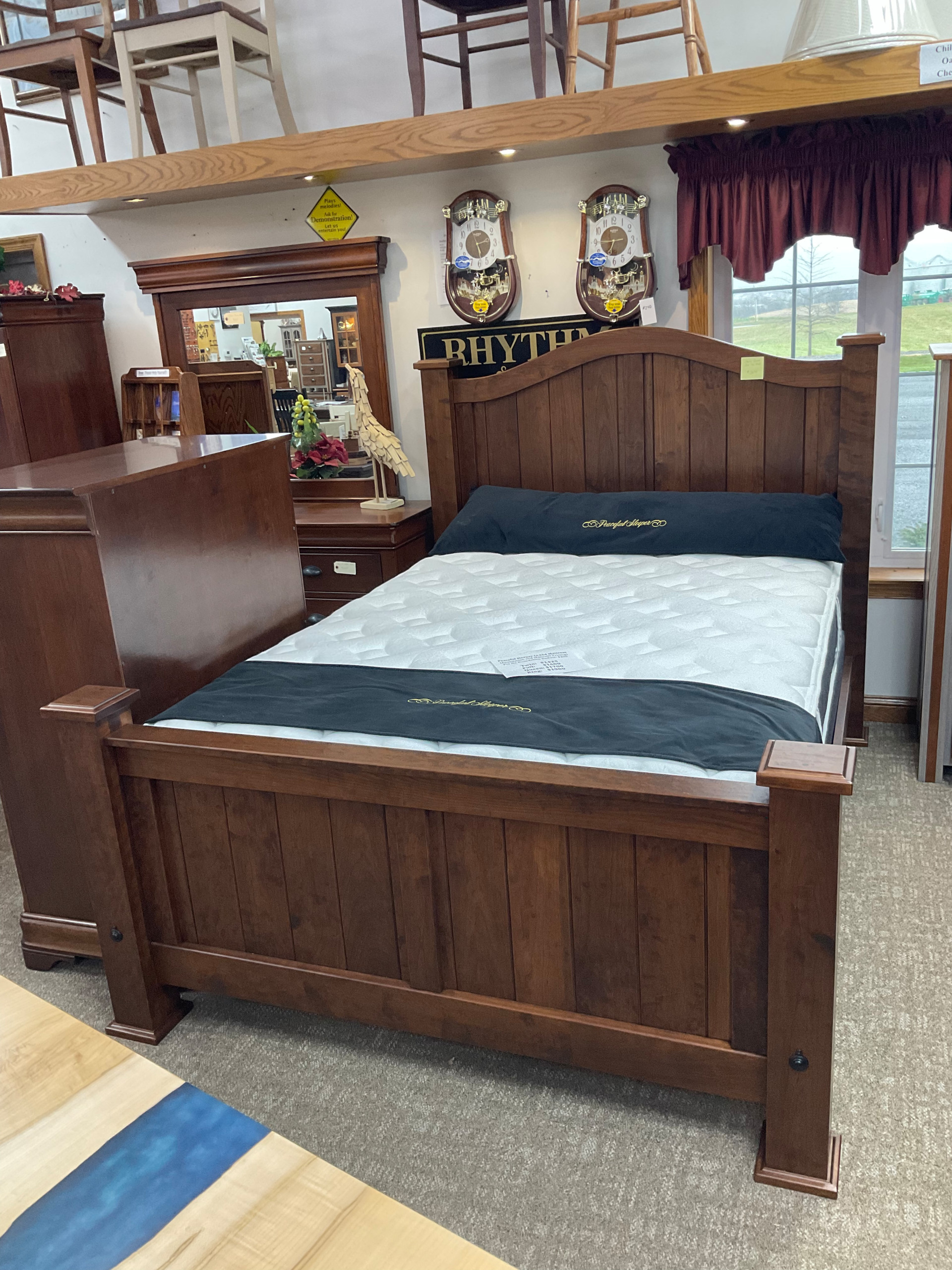 Hand planed cherry arch top Tongue and Groove bed queen size