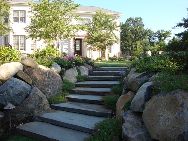 Bluestone Slab Steps - Traditional - Landscape - New York - by Goldberg ...