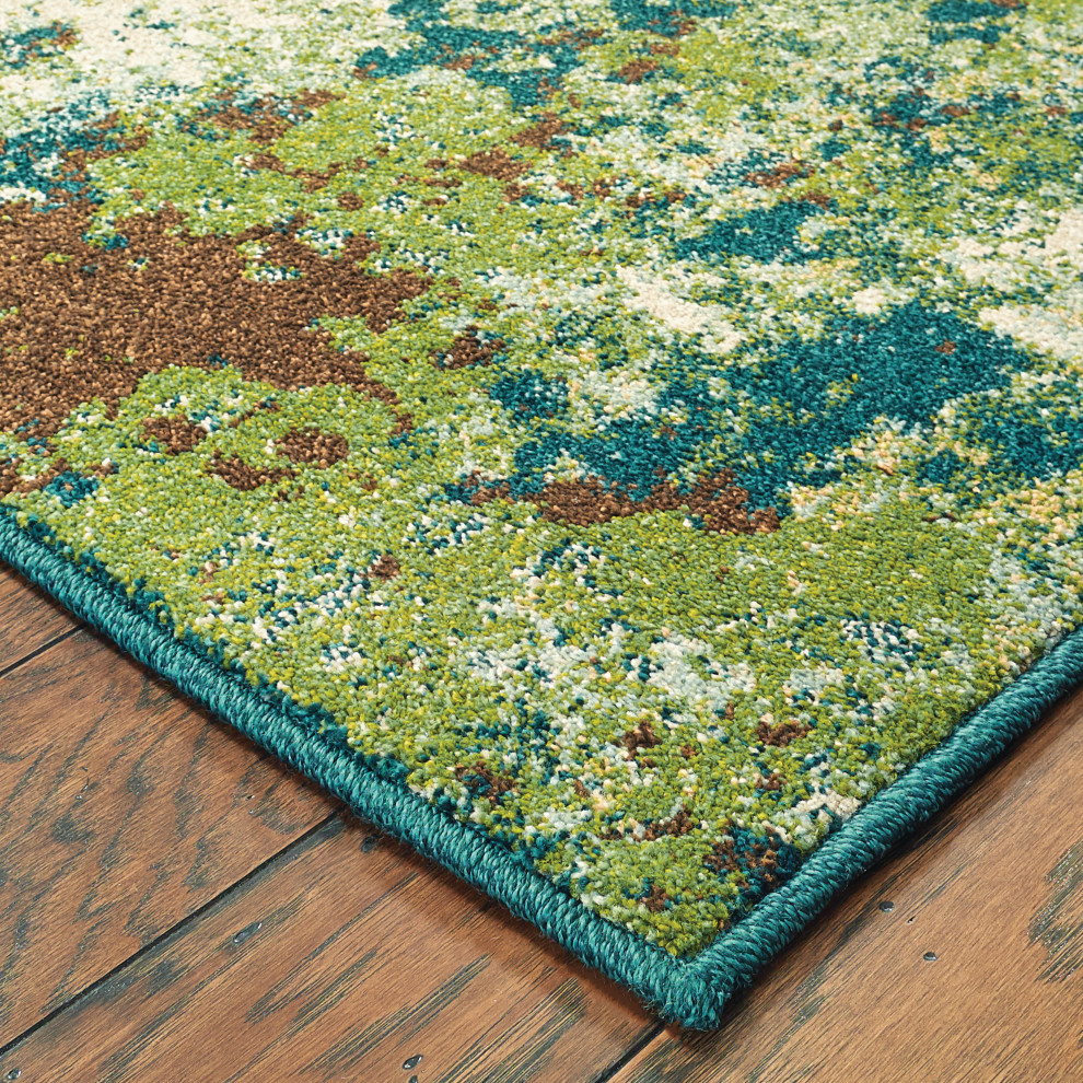 Dahlia Abstract Distressed Blue/ Green Area Rug Contemporary Area