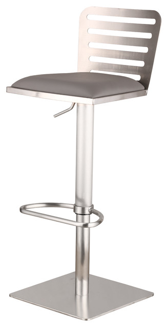 Brushed Stainless Steel Bar Stools delmar adjustable brushed stainless steel pu bar stool gray