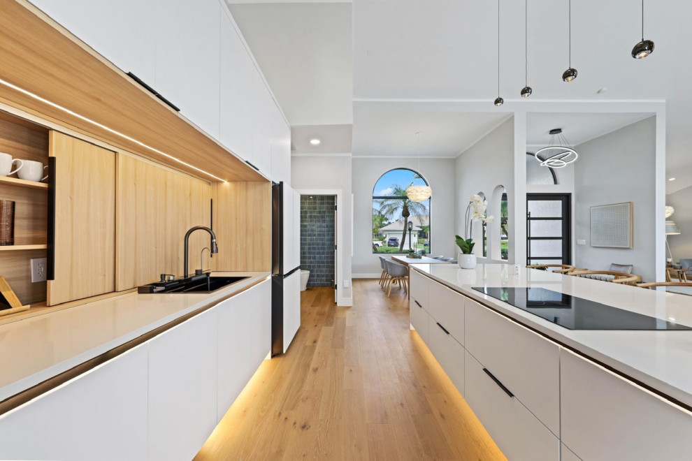 Modern White and Natural Wood Kitchen