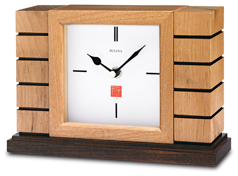 Bulova Frank Lloyd Wright Usonian Ii Mantel Clock Natural Finish