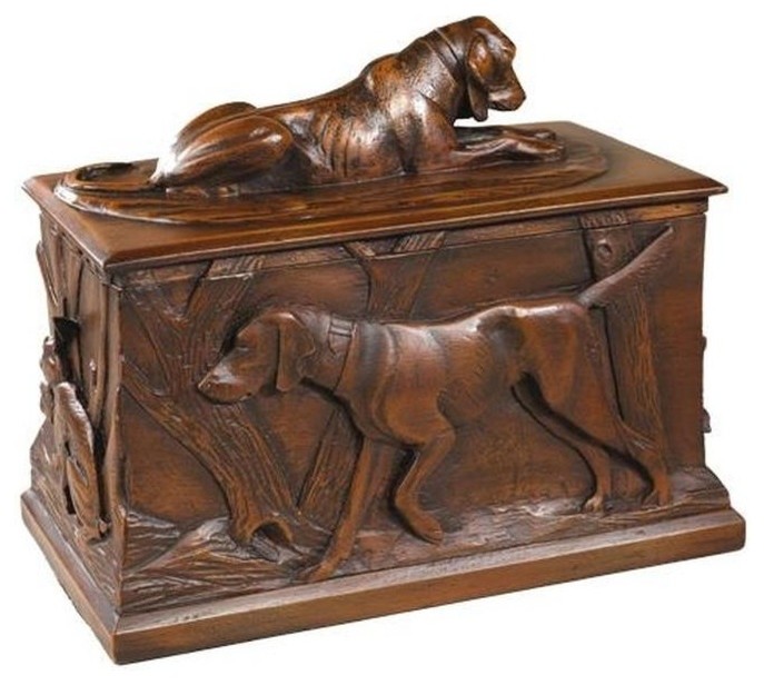 Box TRADITIONAL Lodge Sporting Dog Dogs Chocolate Brown Resin