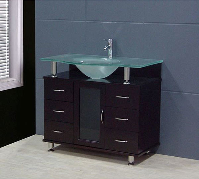 Design Element Contemporary Bathroom Vanity Set with Frosted Top