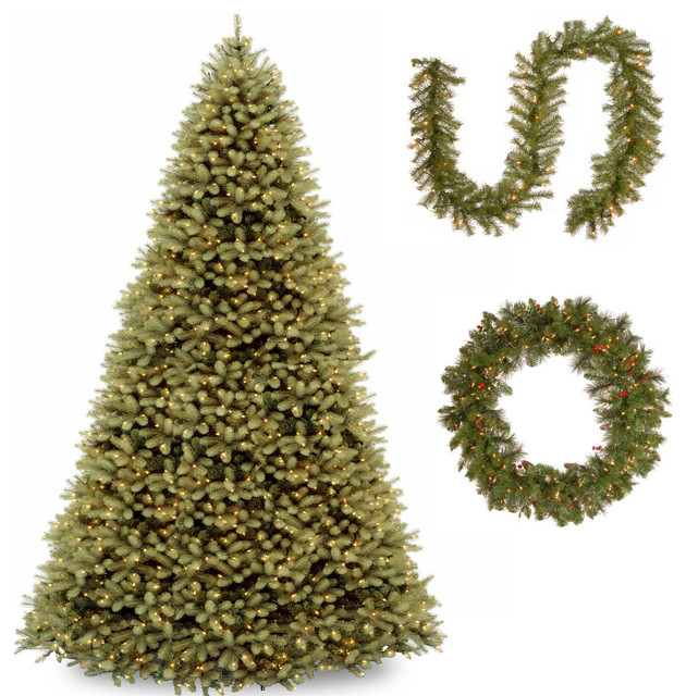 12 Downswept Douglas Fir Tree With Norwood Garland And 36 Downswept Douglas Fir Tree With Norwood