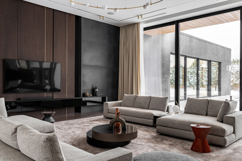 Двухэтажный загородный дом в современном стиле с глиняными акцентами