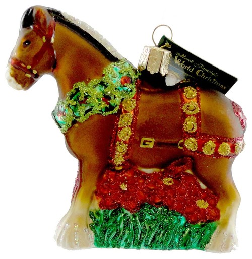 Old World Christmas Holiday Clydesdale Glass Ornament Horse Holiday Beer 12255