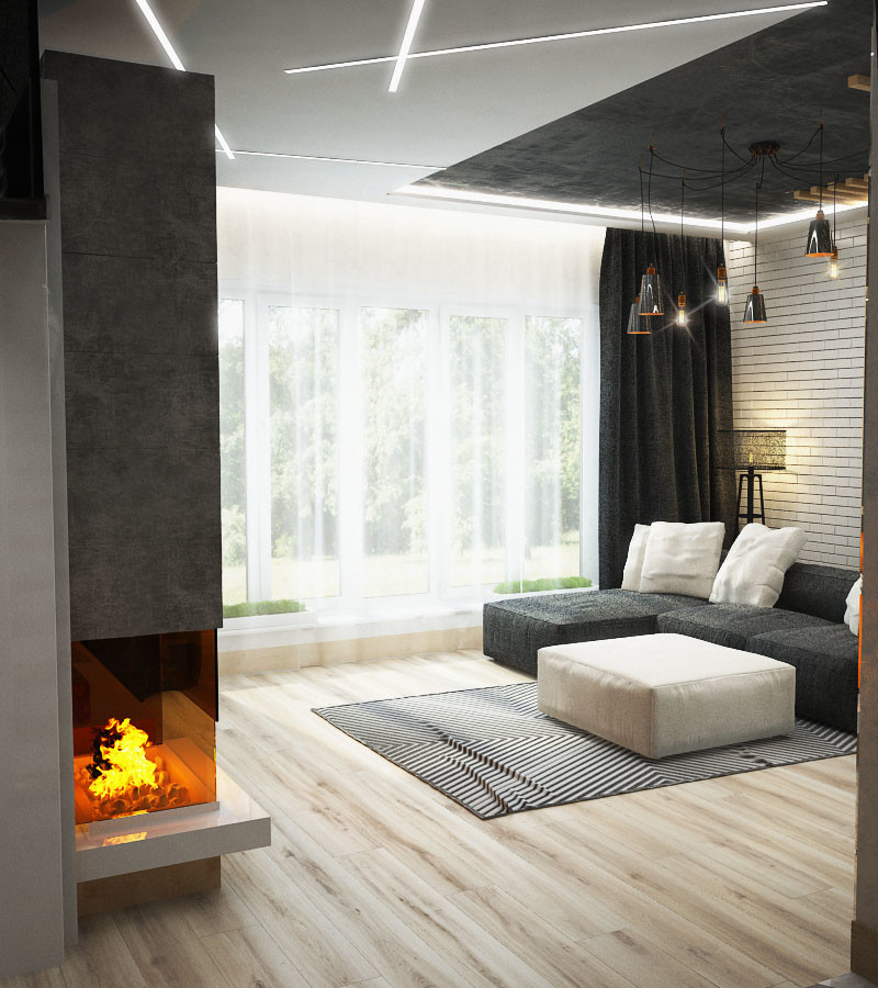 Дом в стиле лофт, хай-тек