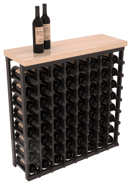 Tasting Table Wine Rack Kit + Butcher Block Top in Redwood with Black Stain + Sa