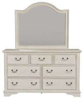 Liberty Bayside Dresser And Mirror In Antique White Traditional