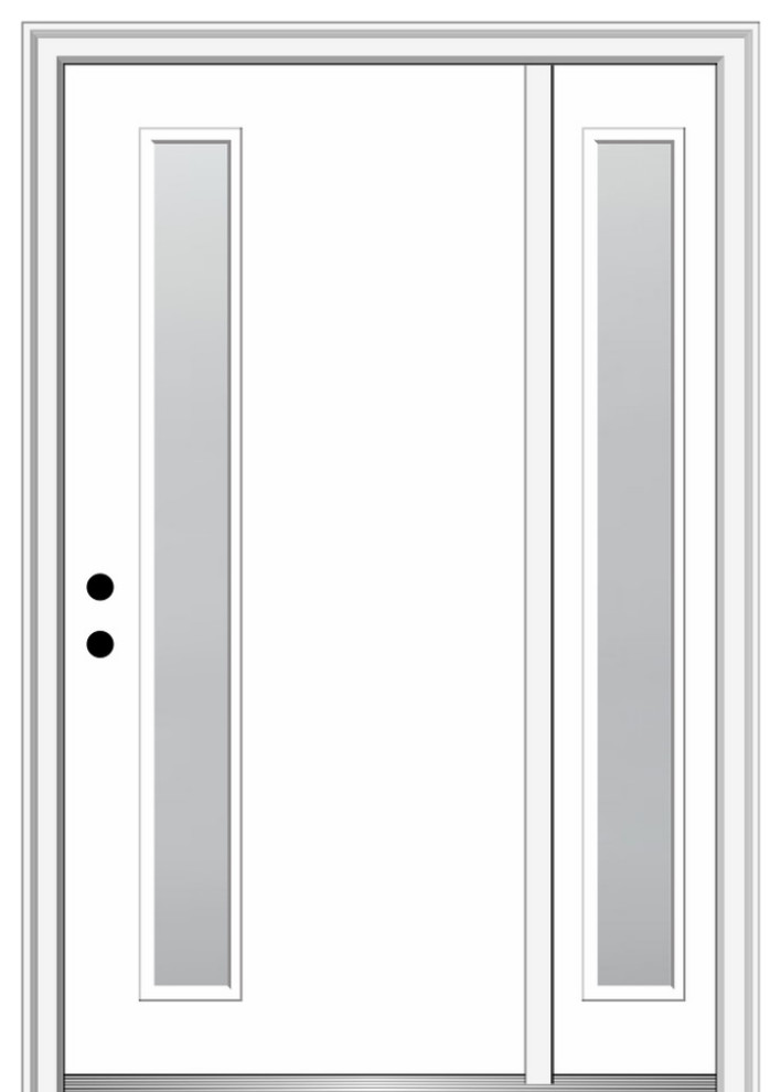 48"x80" 1 Lite Frosted Right-Hand Inswing Primed Fiberglass Door, 4-9/16"