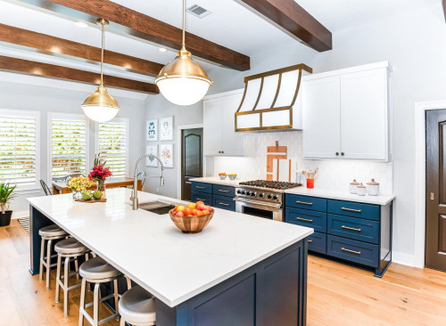 Bright modern kitchen with RTA cabinets showcasing cost differences in design and materials