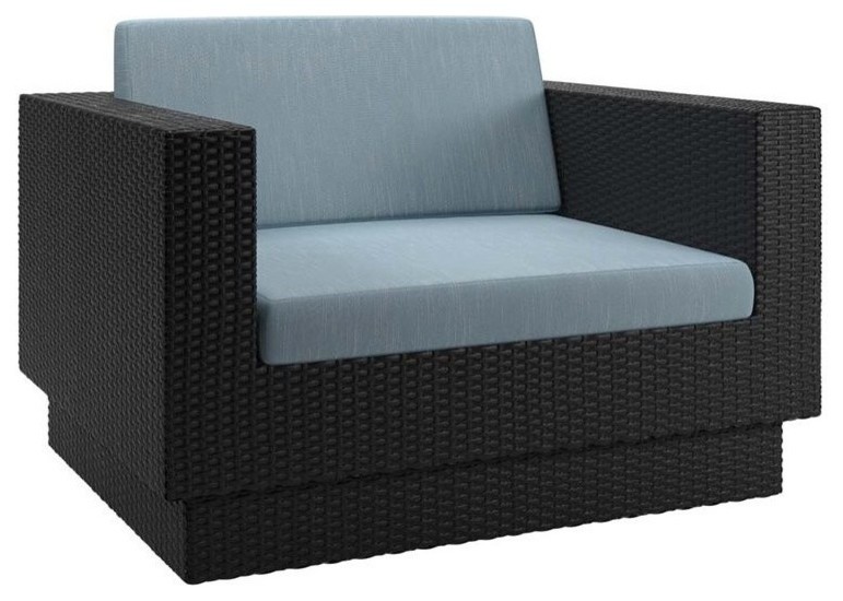 CorLiving Park Terrace Patio Arm Chair in Black Weave and Teal