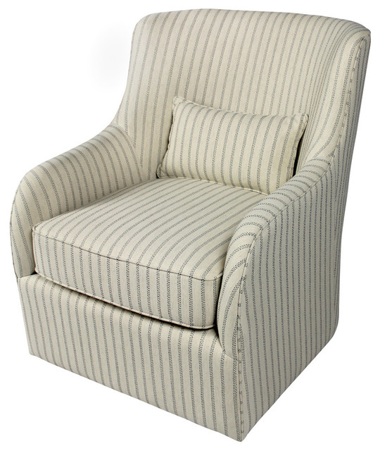 Tate Arm Chair With Kidney Pillow and Swivel Base Transitional