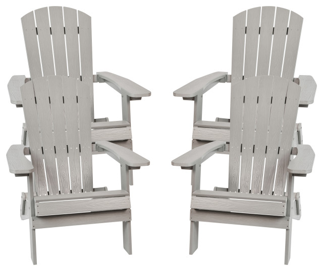 AllWeather Poly Resin Folding Adirondack AllWeather Chairs Set of 4