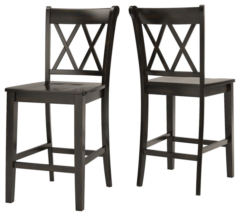 Arbor Hill X Back Counter Chair, Set of 2 Transitional Bar Stools