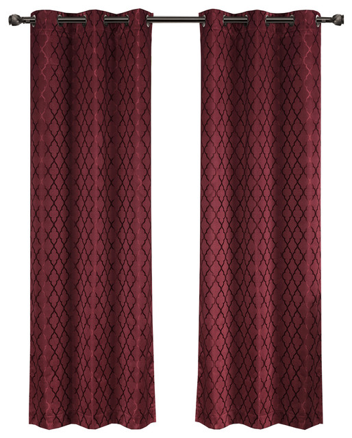 Willow Thermal Blackout Curtains, Set of 2, Burgundy, 84"x96"
