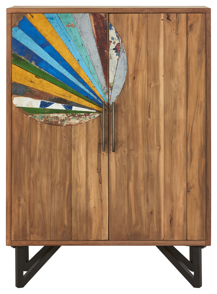 Modern Reclaimed Boat Wood Cabinet Tall 2 Doors Upper Left