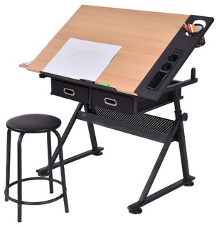 Modern Style Adjustable Art Craft Drawing Desk with Stool ...