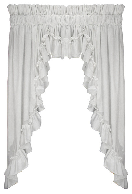 Stephanie 3 Piece Swags And Filler Valance Window White 45 1 2 Rod Pocket Stephanie 3 Piece Swags And Filler Valance Window White 45 1 2 Rod Pocket
