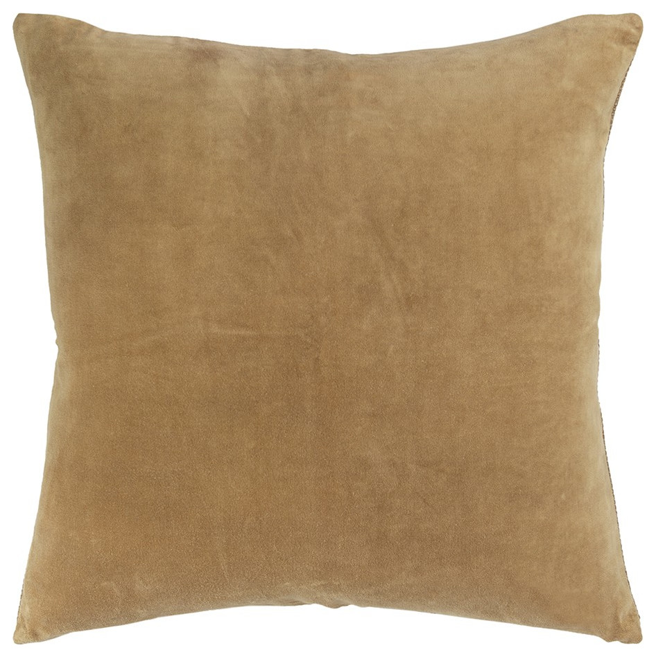 Gold Solid Reversible Cotton Velvet Throw Pillow Contemporary