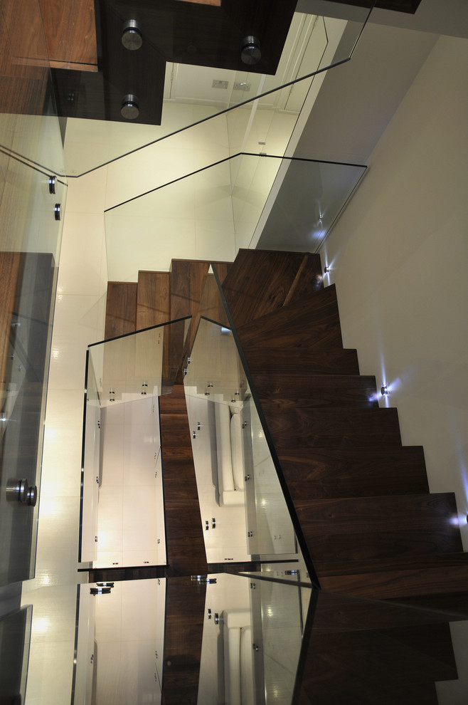 This is an example of a modern wood staircase in London.