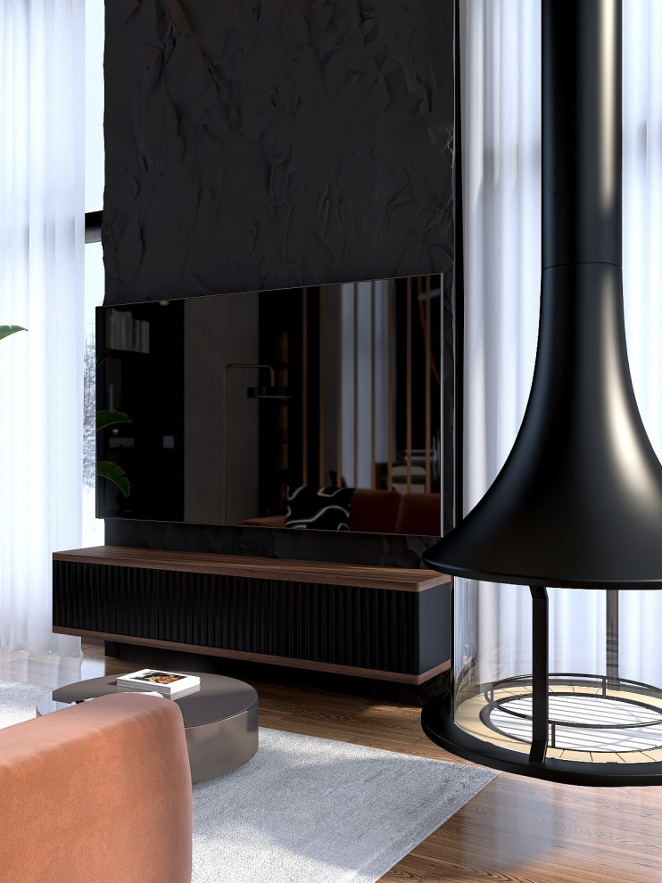 Кухня-гостиная в доме в лесу