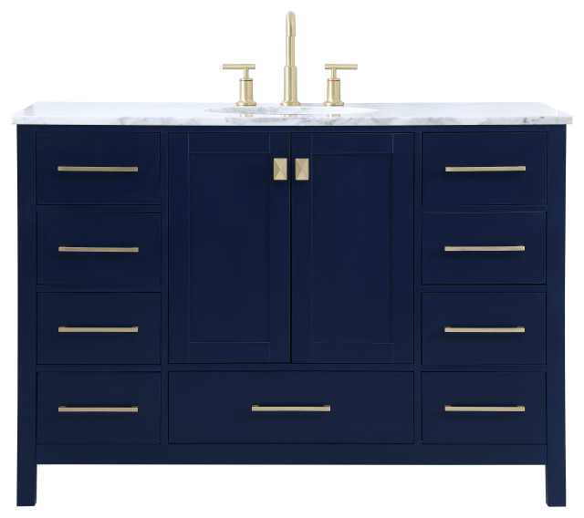48" Single Bathroom Vanity, Blue Contemporary Bathroom Vanities And