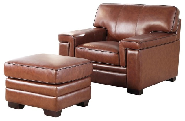 Abbyson Living Ronald Top 2 Piece Chair And Ottoman Set Brown