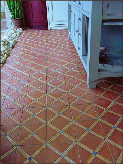 Floor tiles cross design rustic-kitchen