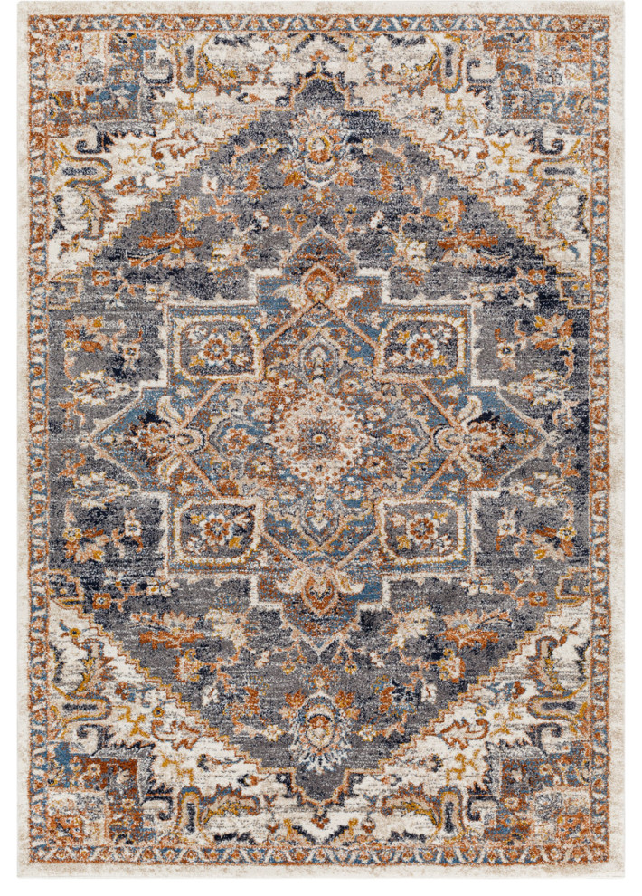 Tuscany Area Rug, Cream/Gray/Light Beige/Dusty Coral/Brown/Blue