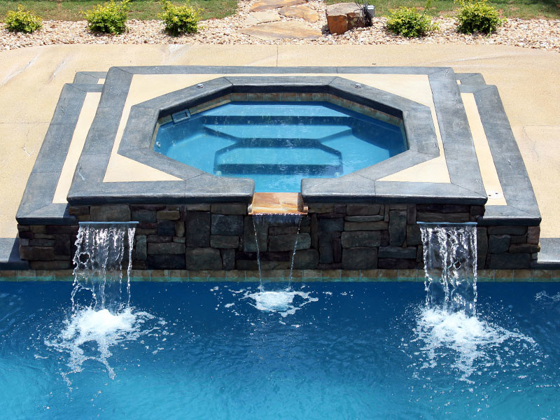 Hot tub - large transitional backyard concrete paver and rectangular lap hot tub idea in Chicago