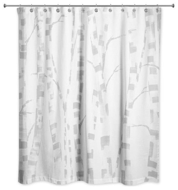 Light Gray Painted Birches 71x74 Shower Curtain Contemporary Shower Curtains by Designs