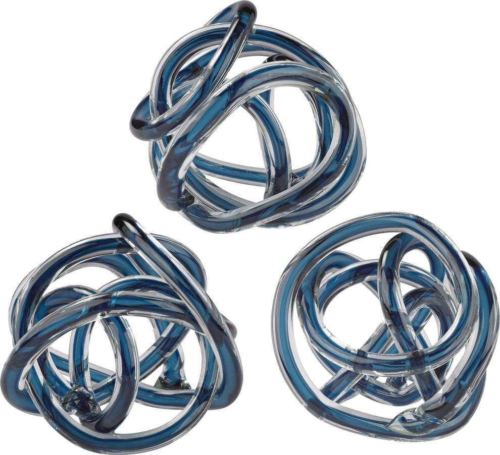 Navy Blue Navy Blue Glass Knots, Set of 3 Contemporary