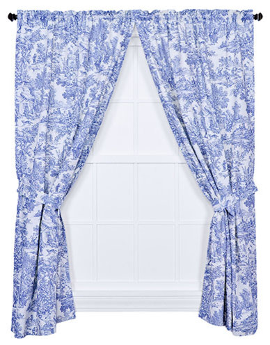 Victoria Park Blue 68 x 63-Inch Tailored Curtain Pair with Tiebacks