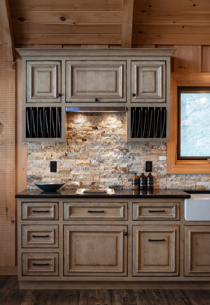 Example of a mountain style kitchen design in New York