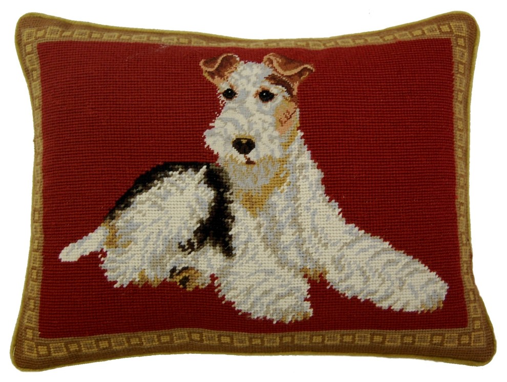 Irish Terrier Needlepoint Pillow