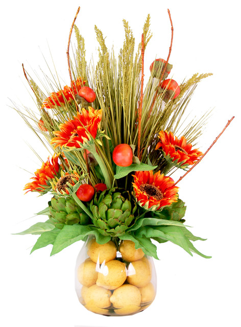 Sunflowers And Lemon Arrangement Orange Farmhouse Artificial Sunflowers And Lemon Arrangement Orange Farmhouse Artificial Flower Arrangements